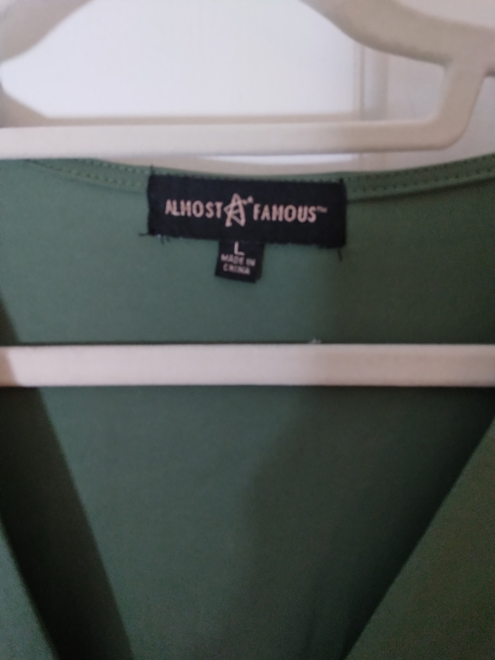 Almost Famous Sage Green V-Neck Long Sleeve Bodysuit - Picture 6 of 7